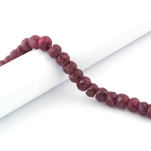 1 Long Strand Ruby  Faceted Rondelles  - Gemstone Rondelles - 8mm - 8 Inches BR2704 - Tucson Beads