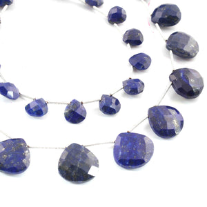 1 Strand Lapis Lazuli Faceted Heart Briolettes - Heart shape Beads - 8mmx7mm-14mmx14mm - 8 Inches BR01896 - Tucson Beads