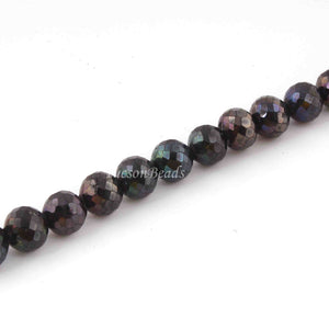 1 Strand Black Spinel Blue Coated  Faceted Rondelles  -Round Shape  Rondelles -10mm -5.5 Inches BR4224 - Tucson Beads