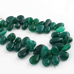 1 Strand Green Onyx  Smooth Pear Briolettes - Pear Shape Briolettes - 11mmx8mm-21mmx14mm - 11 inches BR0947 - Tucson Beads