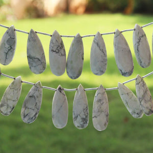 1 Strand White Howlite Faceted Briolettes  - Pear Drop Beads 23mmx10mm-30mmx12mm 8 Inches BR770 - Tucson Beads