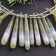 1  Long Strand Shaded Green Chalcedony Smooth  Briolettes -Long Tear Drop Shape  Briolettes -30mmx7mm-58mmx7mm - 8 Inches BR01321 - Tucson Beads