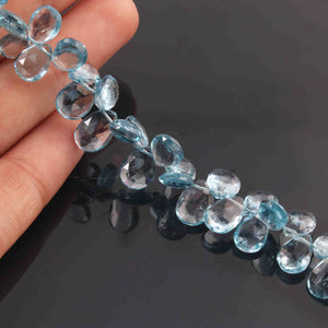 1 Strand Amazing Quality Natural London Blue Topaz Faceted Briolettes -Pear Shape Briolettes - 7mmx5mm-9mmx5mm -7.5 inches BR1503 - Tucson Beads