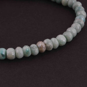 1 Long Strand Amazonite Faceted Rondelles  -Round Shape  Rondelles - 8mm - 14.5  Inches BR4231 - Tucson Beads