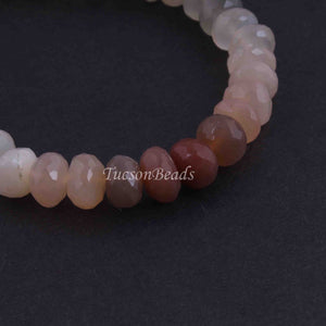 1 Strand Mix Moonstone  Faceted Rondelles  -Round Shape  Rondelles - 8mm - 7.5  Inches BR4227 - Tucson Beads