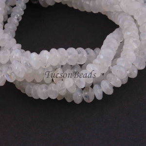 1 Strand White Rainbow Moonstone Faceted Rondelles  -Round Shape  Rondelles - 6mm - 8.5 Inches BR4252 - Tucson Beads