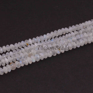 1 Strand White Rainbow Moonstone Faceted Rondelles  -Round Shape  Rondelles - 6mm - 8.5 Inches BR4252 - Tucson Beads