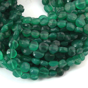 1 Strand Green Onyx Faceted   Briolettes -Coin Shape  Briolettes - 7mm-11mm-8 Inches BR3648 - Tucson Beads