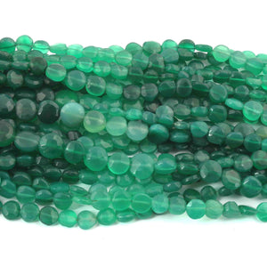 1 Strand Green Onyx Faceted   Briolettes -Coin Shape  Briolettes - 7mm-11mm-8 Inches BR3648 - Tucson Beads