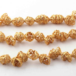 2 Strands Gold Plated Designer Copper Half Cap, Casting Copper Beads, Jewelry Making Supplies 10mm 8 inches GPC183 - Tucson Beads