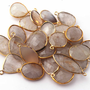 5 Pcs Golden Rutile  24k Gold Plated Faceted Assorted Shape Pendant - Golden Rutile Bezel Pendant  24mmx14mm- PC252 - Tucson Beads