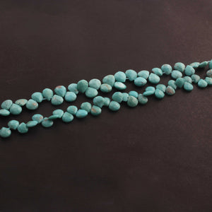 1 Strand Natural Turquoise Smooth Heart Drop Briolettes - 6mmx6mm-12mmx11mm 8.5 Inches BR113 - Tucson Beads
