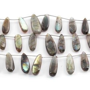 1 Strand Labradorite Smooth Pear Briolettes - Labradorite Pear Shape Beads 28mmX12mm-19mmx13mm 8.5 Inches BR01455 - Tucson Beads