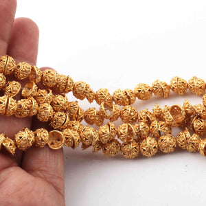 4 Strands Gold Plated Designer Copper Half Cap, Casting Copper Beads, Jewelry Making Supplies 9mmx4mm 9 inches Bulk Lot GPC559 - Tucson Beads