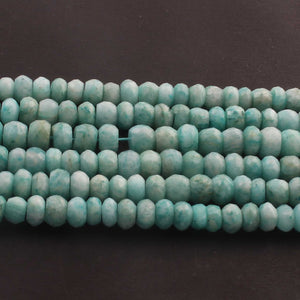 1 Strand Amazonite Faceted Rondelles - Amazonite  Round Beads 6mmx7mm 13 Inches BR137 - Tucson Beads