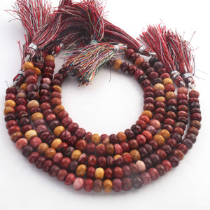 1 Long Strand Mookaite Jasper Faceted Rondelles -Round Beads 7mm-8mm 8 Inch BR148 - Tucson Beads