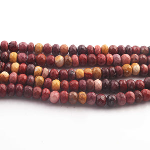 1 Long Strand Mookaite Jasper Faceted Rondelles -Round Beads 7mm-8mm 8 Inch BR148 - Tucson Beads