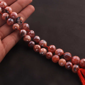 1 Strand Carnelian Silver Coated Faceted Rondelles - Rounde  Ball -Beads 8mm-10mm 8 Inches  BR150 - Tucson Beads