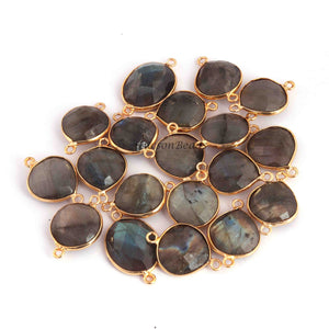 10 Pcs Labradorite Faceted Assorted Shape 24k Gold Plated Connector - Labradorite Assorted 26mmx15mm-22mmx15mm PC766 - Tucson Beads