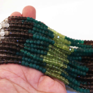 5 Strands Excellent Quality Multi Stone Faceted Rondelles - Mix Stone Roundles Beads 5mm 13 Inches RB328 - Tucson Beads