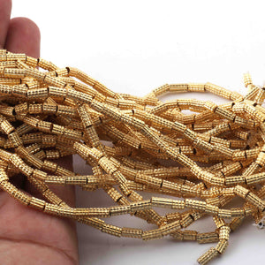 5 Strands Designer Tube Beads 24k Gold Plated Copper 8mmx7mm-15mmx10mm 9 inches Strand GPC283 - Tucson Beads