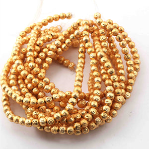 5 Strand Gold Plated Designer Copper Balls,Casting Copper Balls,Jewelry Making Supplies- 4 mm-8 inches Bulk Lot GPC635 - Tucson Beads