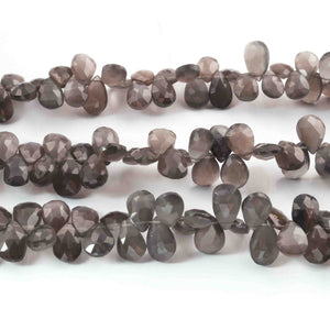 1  Strand Smoky Quartz Faceted Briolettes -Pear Shape  Briolettes  9mmx6mm-12mmx7mm -8 Inche BR1458 - Tucson Beads