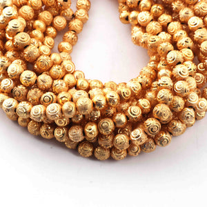 5 Strands Gold Plated Designer Copper Ball Beads, Casting Copper Beads, Jewelry Making Supplies 5mm 8 inches GPC547 - Tucson Beads