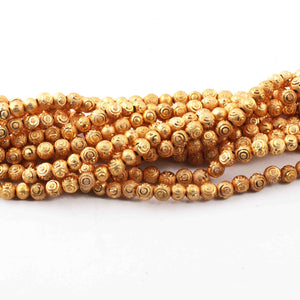 5 Strands Gold Plated Designer Copper Ball Beads, Casting Copper Beads, Jewelry Making Supplies 5mm 8 inches GPC547 - Tucson Beads