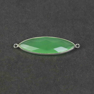 6 Pcs Green Chalcedony Faceted 925 Sterling Silver Marquise  Shape Double & Single  Bail Connector & Pendant 41mmx13mm- SS501 - Tucson Beads