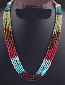 5 Strand AAA Quality Multi Colour Faceted Coin beads Ready To Wear Necklace - Coin Beads 4mm- 17 Inch BRU213 - Tucson Beads