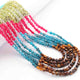 5 Strand AAA Quality Multi Colour Faceted Coin beads Ready To Wear Necklace - Coin Beads 4mm- 16 Inch BRU211 - Tucson Beads