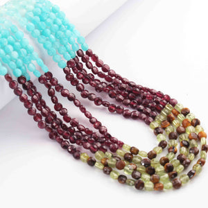 5 Strand AAA Quality Multi Colour Faceted Coin beads Ready To Wear Necklace - Coin Beads 4mm- 17 Inch BRU212 - Tucson Beads