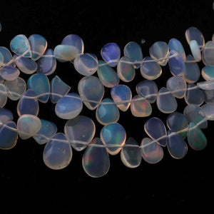 3 Strands Natural Ethiopian Opal Smooth Pear Briolettes - Welo Opal Pear Shape Beads 4mmx3mm-11mmx8mm 8.5 Inch BRU066 - Tucson Beads