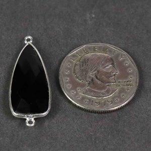 5 Pcs Black Onyx Faceted 925 Sterling Silver Dagger Shape Double Bail Connector 34mmx13mm- SS131 - Tucson Beads