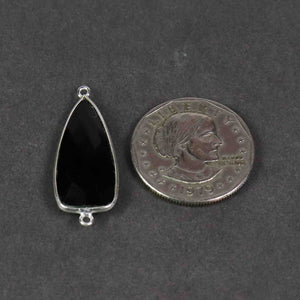 5 Pcs Black Onyx Faceted 925 Sterling Silver Dagger Shape Double Bail Connector 34mmx13mm- SS131 - Tucson Beads