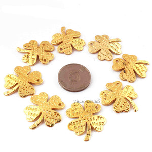 10 Pcs Designer 24k Gold Plated Copper Flower Pendant,Copper Designer Pendant,Copper Beads,Jewelry Making 29mmx33mm BulkLot GPC0023 - Tucson Beads