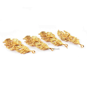 5 Pcs Beautiful Canadian Leaf Bead 24K Gold Plated on Copper - Leaf Pendant 24mmx55mm  GPC0018 - Tucson Beads