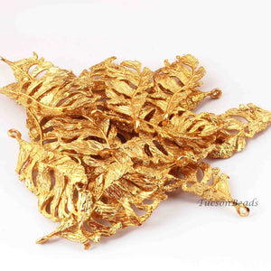 5 Pcs Beautiful Canadian Leaf Bead 24K Gold Plated on Copper - Leaf Pendant 24mmx55mm  GPC0018 - Tucson Beads