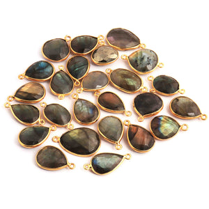 25 Pcs Labradorite 24k Gold Plated Faceted Assorted Shape Pendant-Labradorite Pendant 20mmx14mm-25mmx17mm PC366 - Tucson Beads