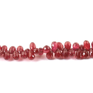 1 Strand 65ct Natural Thai Ruby Faceted Tiny Tear Drop Briolettes -  Side Drill Beads 4mmx3mm-6mmx4mm 8Inches  BR3895 - Tucson Beads