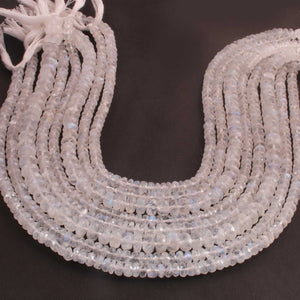 1  Long Strand White Rainbow Moonstone Faceted  Rondelles  - Moonstone rondelles - 5mm-8mm -14 Inches BR02648 - Tucson Beads