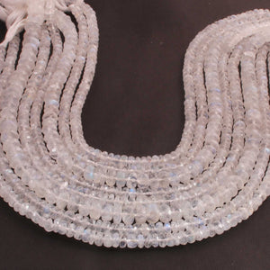 1  Long Strand White Rainbow Moonstone Faceted  Rondelles  - Moonstone rondelles - 5mm-8mm -14 Inches BR02648 - Tucson Beads