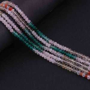 5 Strands Faceted Mix Stone Rondelles Beads --Multi Stone Rondelle Beads 4mm-5mm 13 Inches RB225 - Tucson Beads