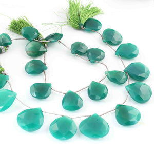 1 Strand Green Onyx  Faceted Heart Briolettes - Heart Shape Briolettes - 21mmx16mm-26mmx22mm - 10.5 inches BR01932 - Tucson Beads