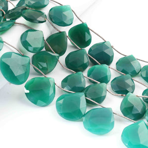 1 Strand Green Onyx  Faceted Heart Briolettes - Heart Shape Briolettes - 21mmx16mm-26mmx22mm - 10.5 inches BR01932 - Tucson Beads