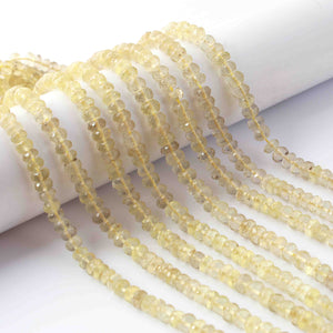 1  Long Strand Lemon Quarts Faceted Roundells -Round Shape Roundells 5mmx6mm-10 Inches BR0782 - Tucson Beads