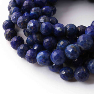 1 Long Strand Lapis  Faceted Round Bolls -  Faceted Bolls Beads - 10mm 10 Inches BR0803 - Tucson Beads