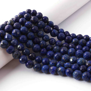 1 Long Strand Lapis  Faceted Round Bolls -  Faceted Bolls Beads - 10mm 10 Inches BR0803 - Tucson Beads