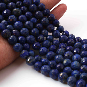 1 Long Strand Lapis  Faceted Round Bolls -  Faceted Bolls Beads - 10mm 10 Inches BR0803 - Tucson Beads